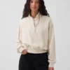 Oversize-Pullover aus strukturierter Baumwolle mit halbem Reißverschluss