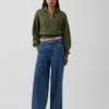 Oversize-Pullover aus strukturierter Baumwolle mit halbem Reißverschluss
