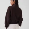 Oversize-Pullover aus strukturierter Baumwolle mit halbem Reißverschluss