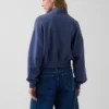 Oversize-Pullover aus strukturierter Baumwolle mit halbem Reißverschluss