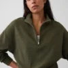 Oversize-Pullover aus strukturierter Baumwolle mit halbem Reißverschluss