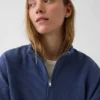Oversize-Pullover aus strukturierter Baumwolle mit halbem Reißverschluss