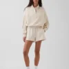 Oversize-Pullover aus strukturierter Baumwolle mit halbem Reißverschluss