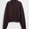 Oversize-Pullover aus strukturierter Baumwolle mit halbem Reißverschluss