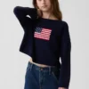 Oversize-Pullover für Kinder im Americana-Stil, gehäkelt