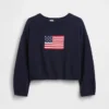 Oversize-Pullover für Kinder im Americana-Stil, gehäkelt