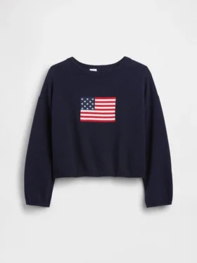 Oversize-Pullover für Kinder im Americana-Stil, gehäkelt