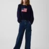 Oversize-Pullover für Kinder im Americana-Stil, gehäkelt