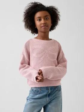 Oversize-Pullover für Kinder mit Grafikmuster aus Häkel-Strick