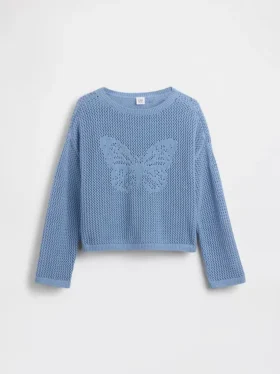 Oversize-Pullover für Kinder mit Grafikmuster aus Häkel-Strick
