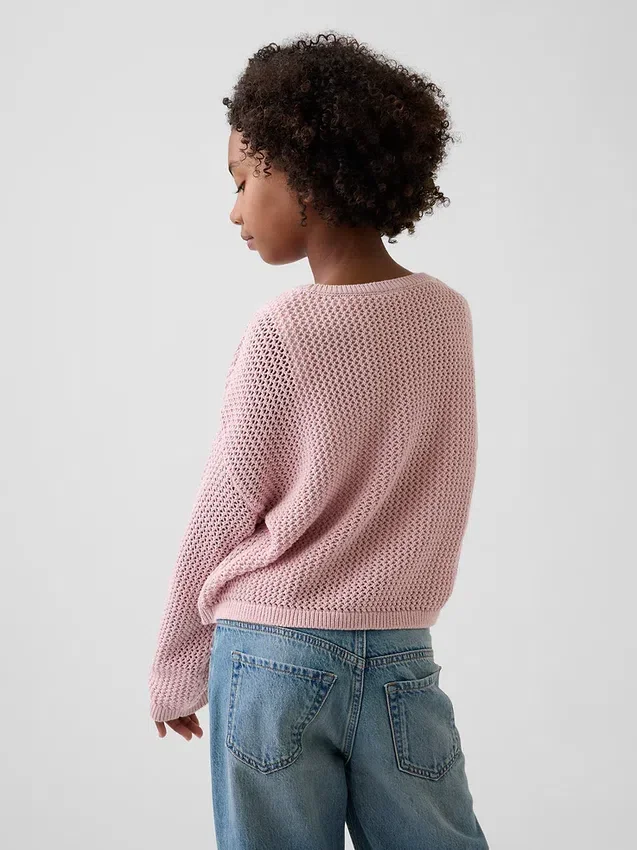 Oversize-Pullover für Kinder mit Grafikmuster aus Häkel-Strick