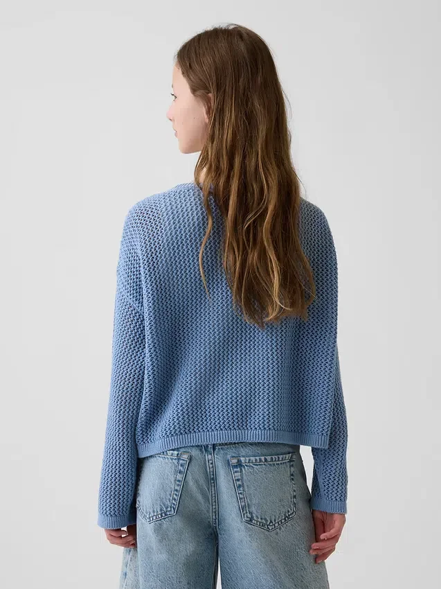 Oversize-Pullover für Kinder mit Grafikmuster aus Häkel-Strick