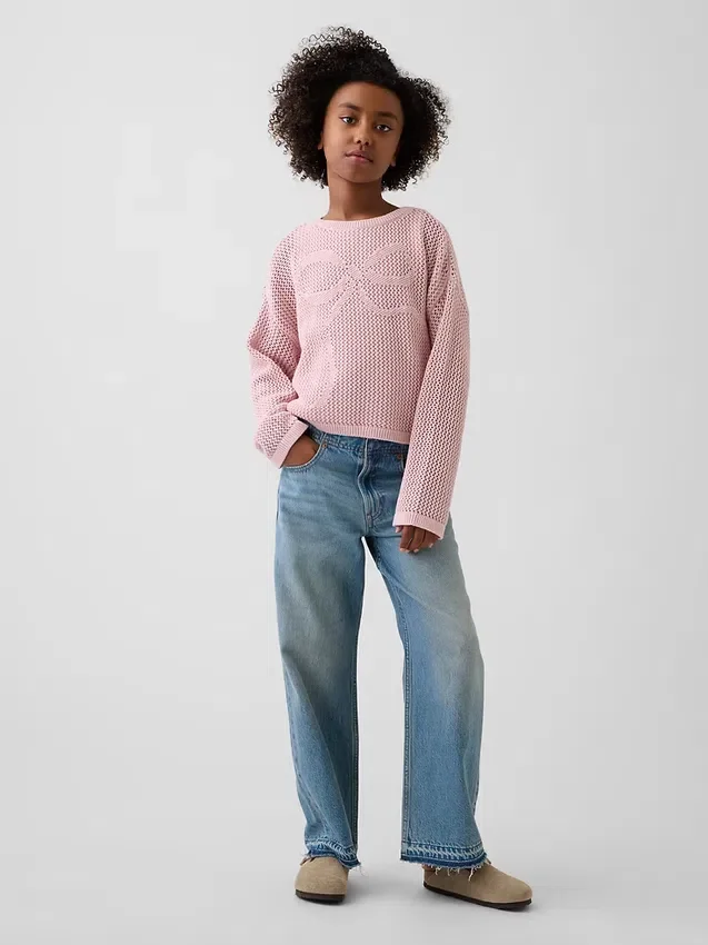 Oversize-Pullover für Kinder mit Grafikmuster aus Häkel-Strick