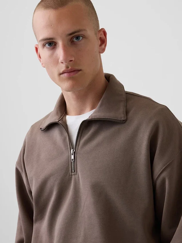 Oversize-Pullover mit Viertelreißverschluss für Erwachsene