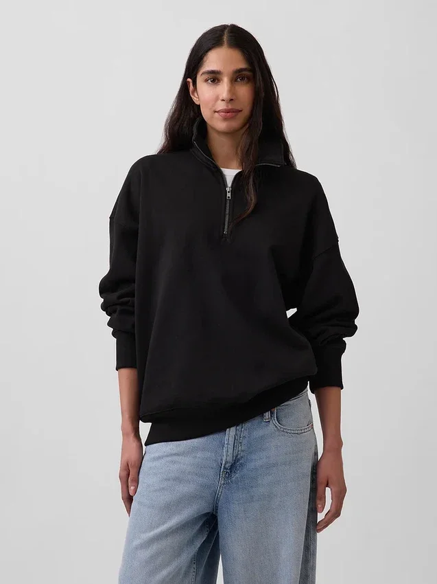 Oversize-Pullover mit Viertelreißverschluss für Erwachsene