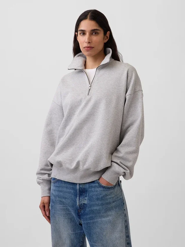 Oversize-Pullover mit Viertelreißverschluss für Erwachsene