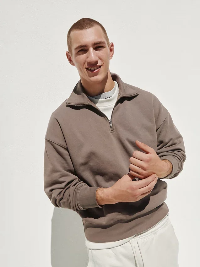 Oversize-Pullover mit Viertelreißverschluss für Erwachsene