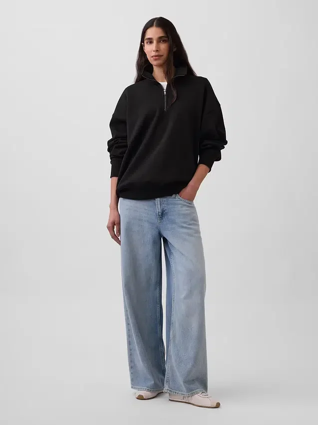 Oversize-Pullover mit Viertelreißverschluss für Erwachsene