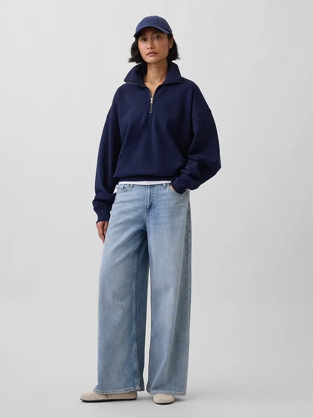 Oversize-Pullover mit Viertelreißverschluss für Erwachsene