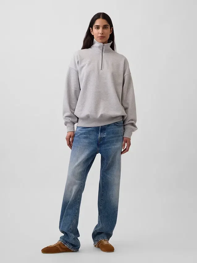 Oversize-Pullover mit Viertelreißverschluss für Erwachsene