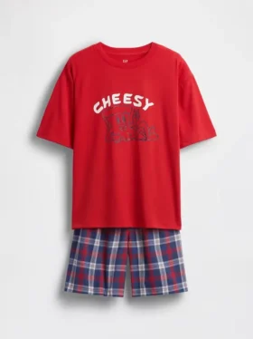 Oversize-Pyjama-Set für Kinder mit Oversize-Shorts aus recyceltem Material