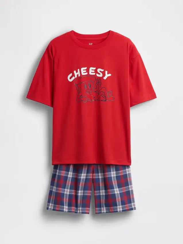 Oversize-Pyjama-Set für Kinder mit Oversize-Shorts aus recyceltem Material