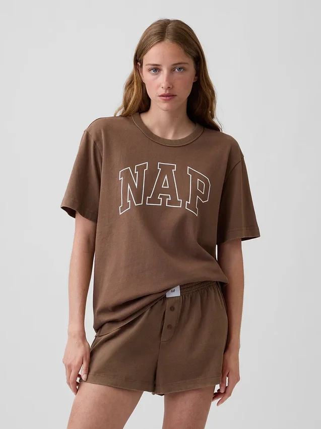 Oversize-Pyjama-T-Shirt mit Nap-Logo