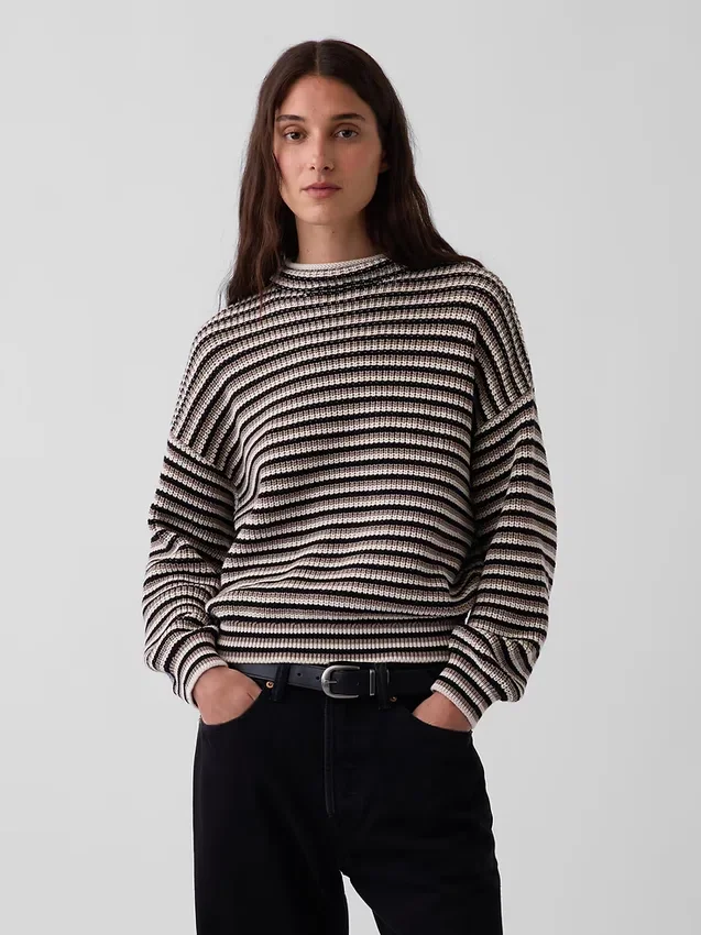 Oversize-Rollkragen-Pullover aus 100 % Baumwolle