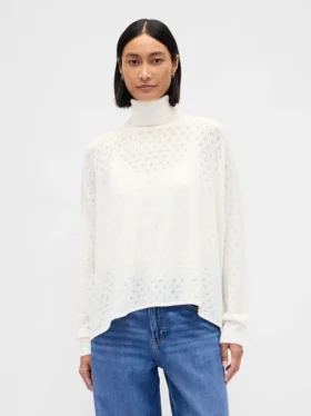 Oversize-Rollkragenpullover aus Pointelle-Strick