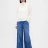 Oversize-Rollkragenpullover aus Pointelle-Strick