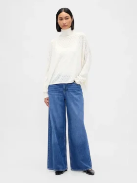 Oversize-Rollkragenpullover aus Pointelle-Strick