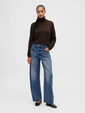 Oversize-Rollkragenpullover aus Pointelle-Strick