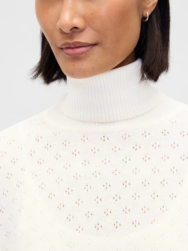 Oversize-Rollkragenpullover aus Pointelle-Strick