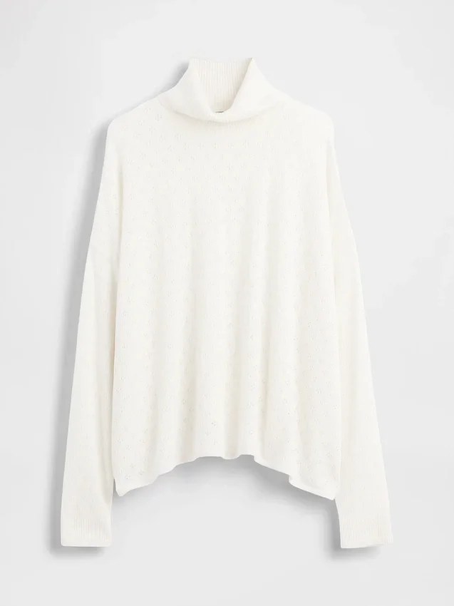Oversize-Rollkragenpullover aus Pointelle-Strick