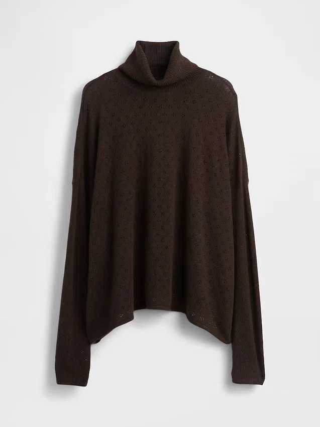Oversize-Rollkragenpullover aus Pointelle-Strick