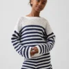 Oversize-Streifen-Pullover für Kinder aus Häkelstoff