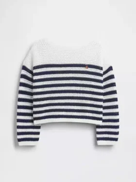 Oversize-Streifen-Pullover für Kinder aus Häkelstoff