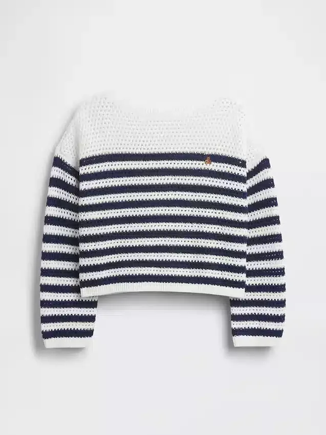 Oversize-Streifen-Pullover für Kinder aus Häkelstoff