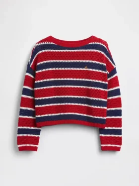 Oversize-Streifen-Pullover für Kinder aus Häkelstoff