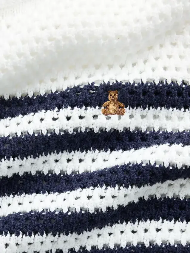 Oversize-Streifen-Pullover für Kinder aus Häkelstoff