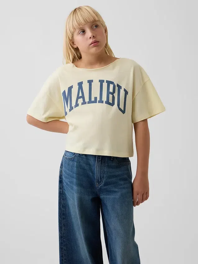 Oversize-T-Shirt für Kinder mit weitem Ausschnitt