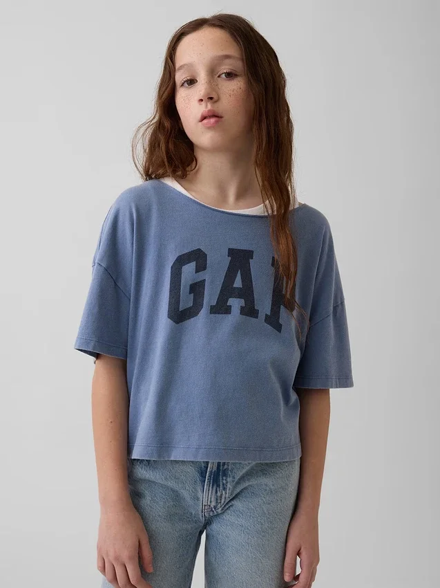 Oversize-T-Shirt für Kinder mit weitem Ausschnitt
