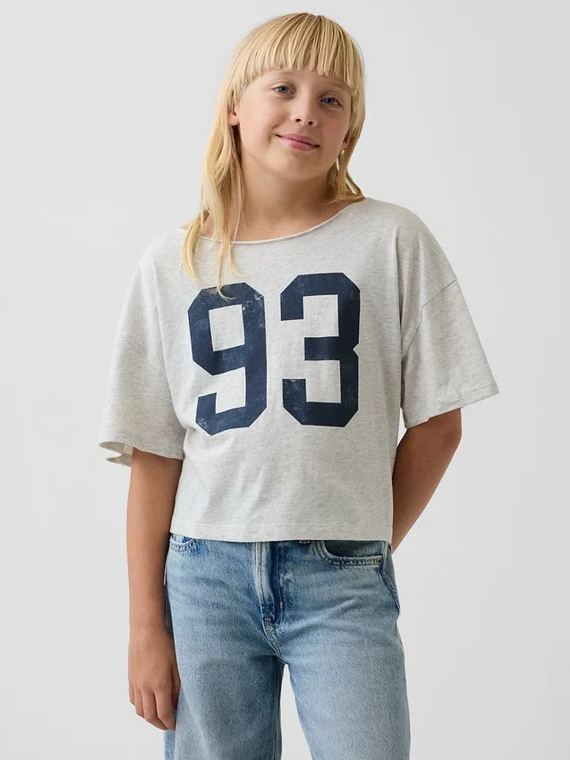 Oversize-T-Shirt für Kinder mit weitem Ausschnitt