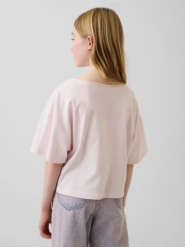 Oversize-T-Shirt für Kinder mit weitem Ausschnitt