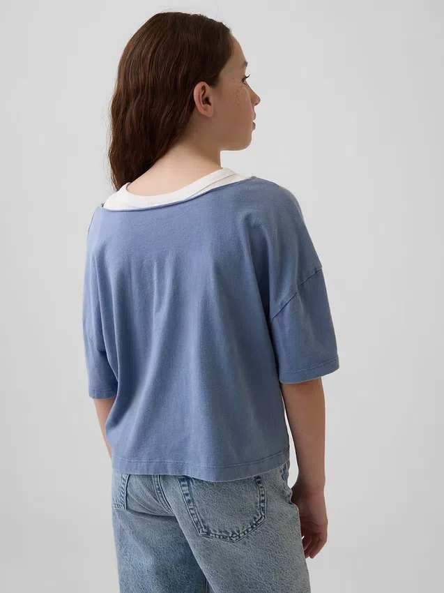 Oversize-T-Shirt für Kinder mit weitem Ausschnitt