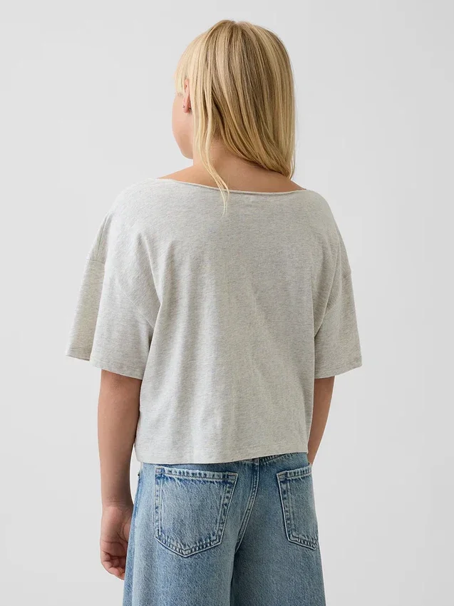 Oversize-T-Shirt für Kinder mit weitem Ausschnitt