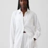 Oversize-Tunika-Hemd aus Leinenmischung