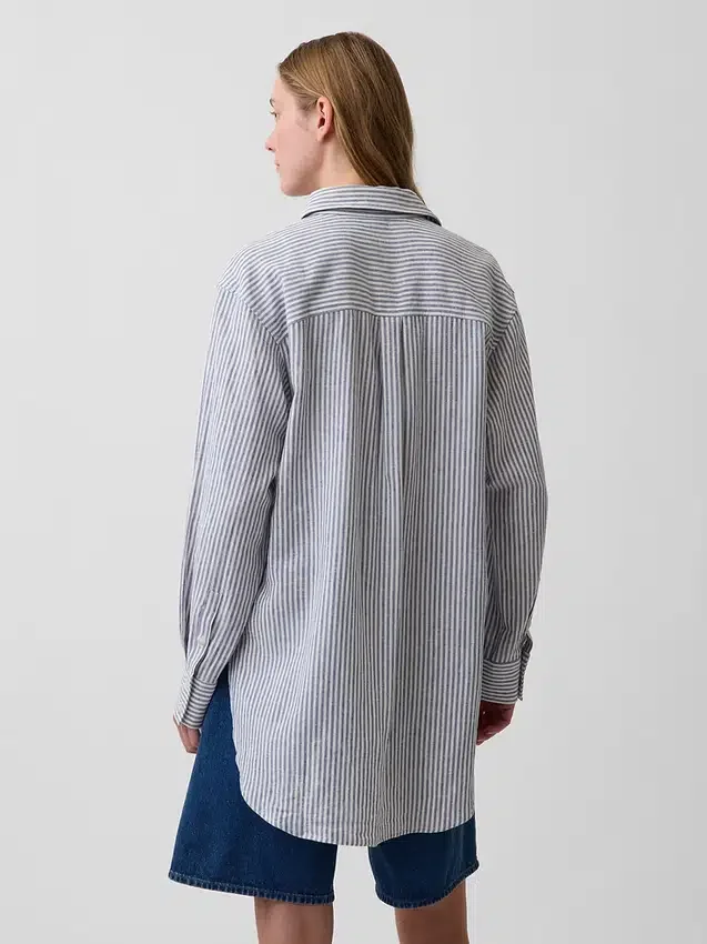 Oversize-Tunika-Hemd aus Leinenmischung