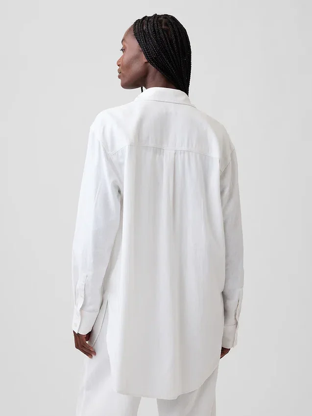 Oversize-Tunika-Hemd aus Leinenmischung