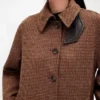 Oversized-Automantel aus Wollmischung mit Hahnentrittmuster